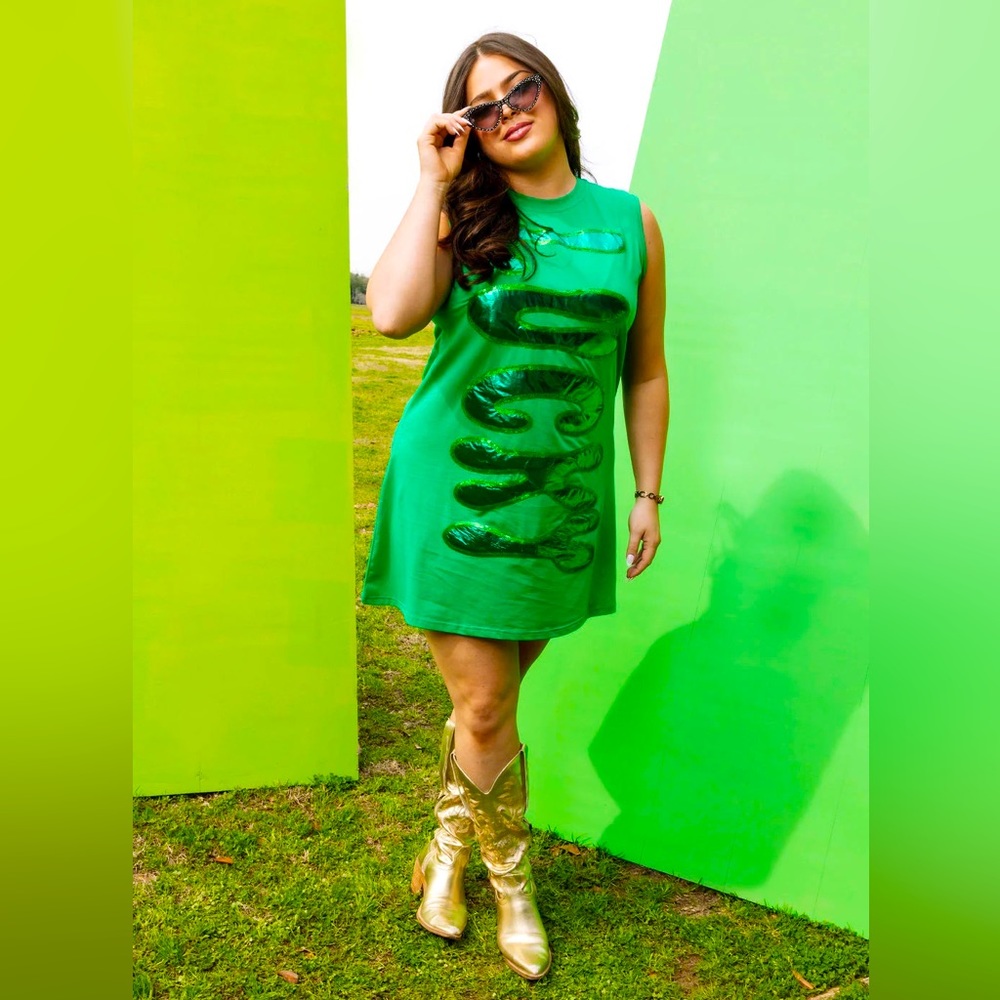 QUEEN OF SPARKLES Metallic LUCKY Tank Dress NWT